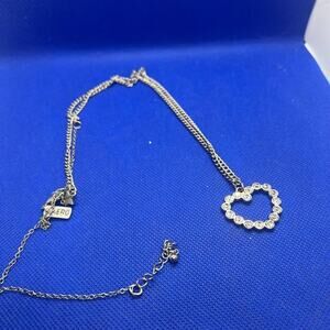 Aero 1987 Necklace & Pendant- Heart-  clear stones -silver color